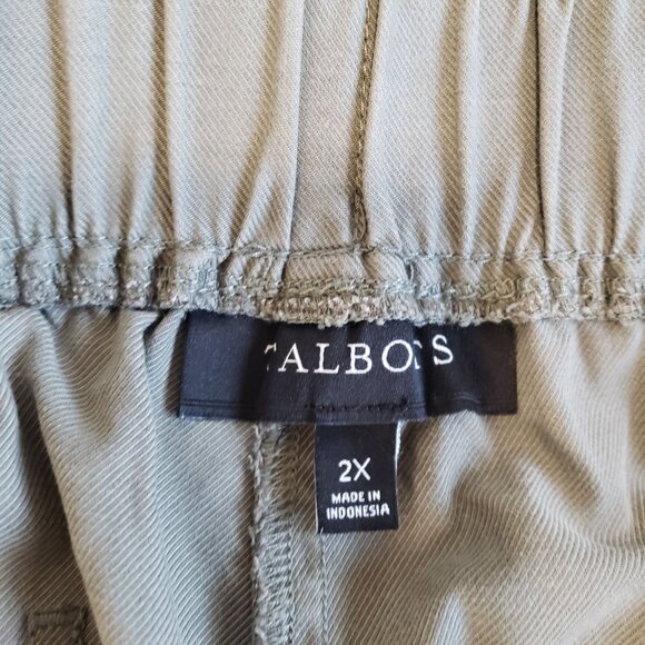Talbots Womens 2X Military Green Shorts With Elastic Waist - Picture 3 of 5
